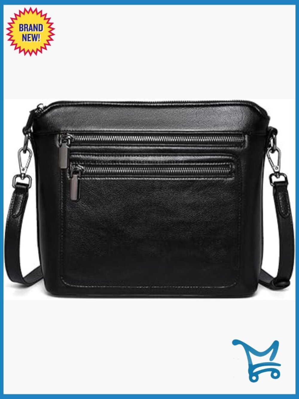 Genuine Leather Crossbody Bag with Multiple Pockets Adjustable Straps